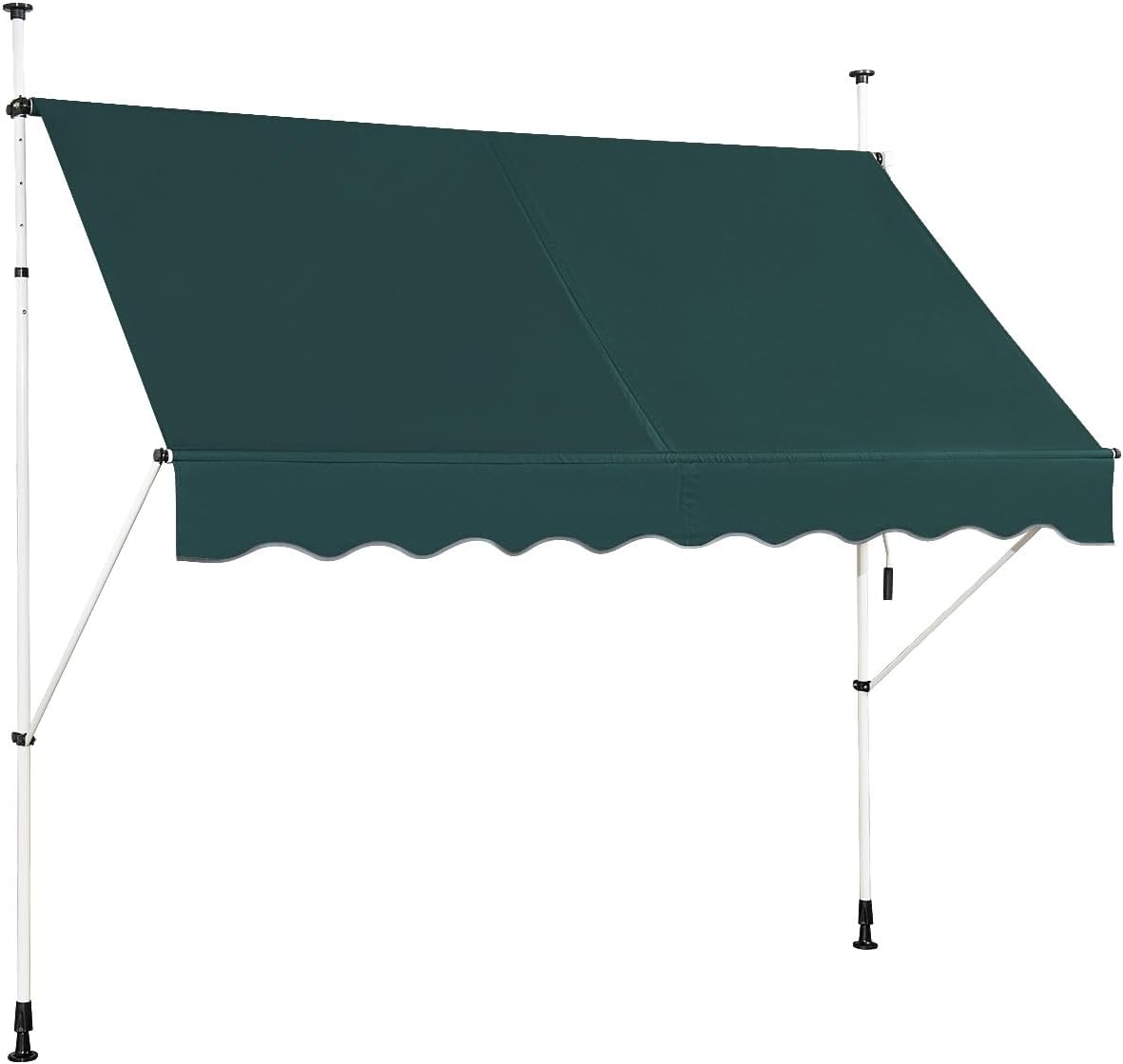 Toldo retráctil manual, toldo enrollable impermeable con manivela, altura ajustable 2-3m, toldos exterior terraza balcón jardín (verde, 2,5 m)