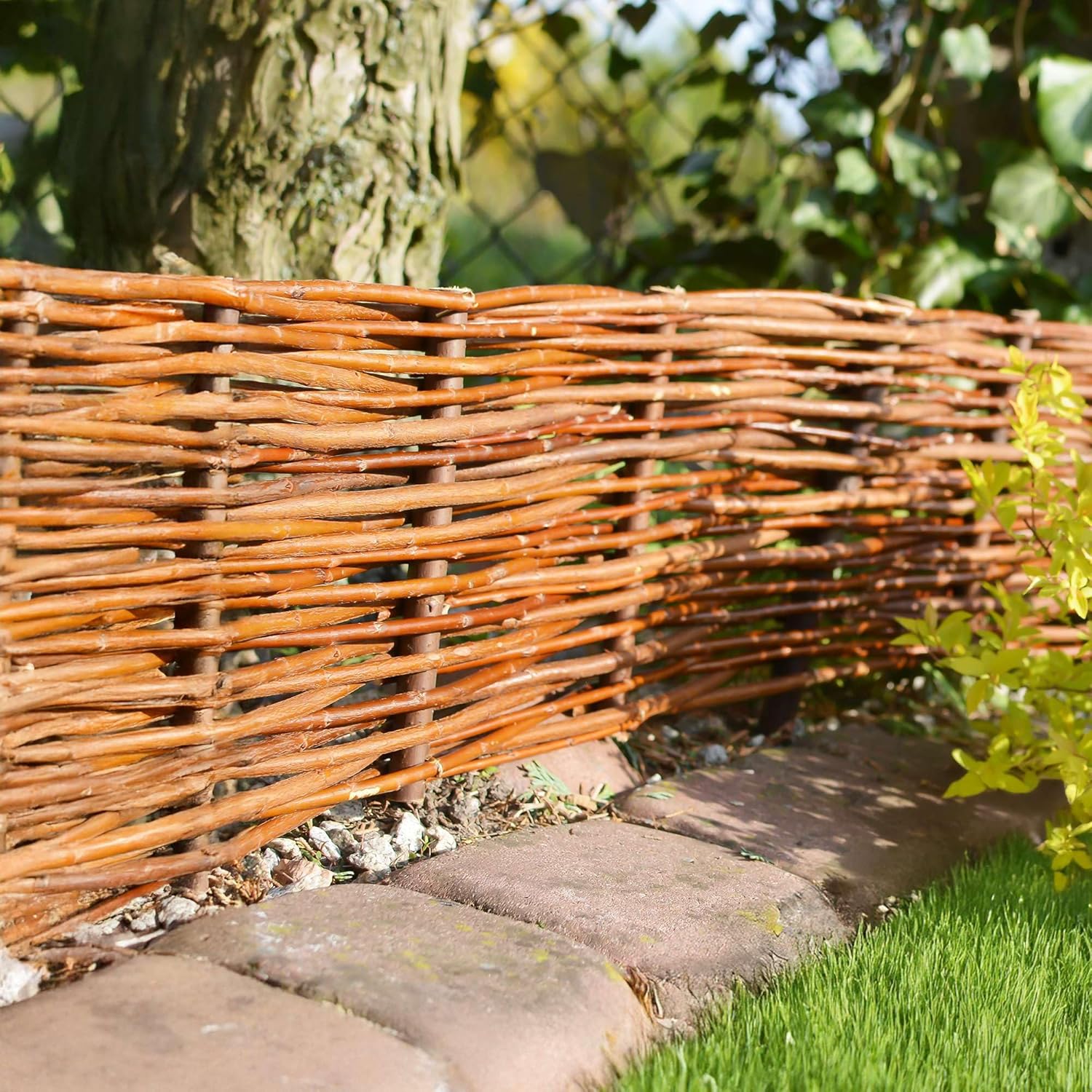 10 x Bordure clôture en osier BOGATECO en saule | 60 cm de longueur et 20 cm de hauteur | Bordure de pelouse de clôture en bois - 9
