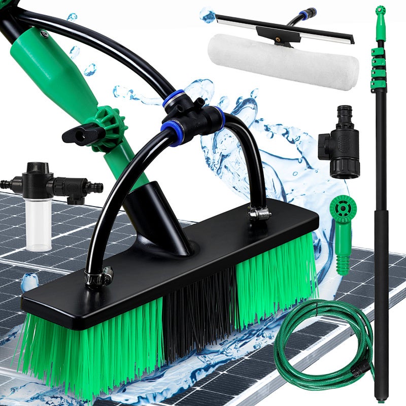 Cepillo telescópico con agua, 4,8 m, ajustable en 4 posiciones, negro y verde para jardín