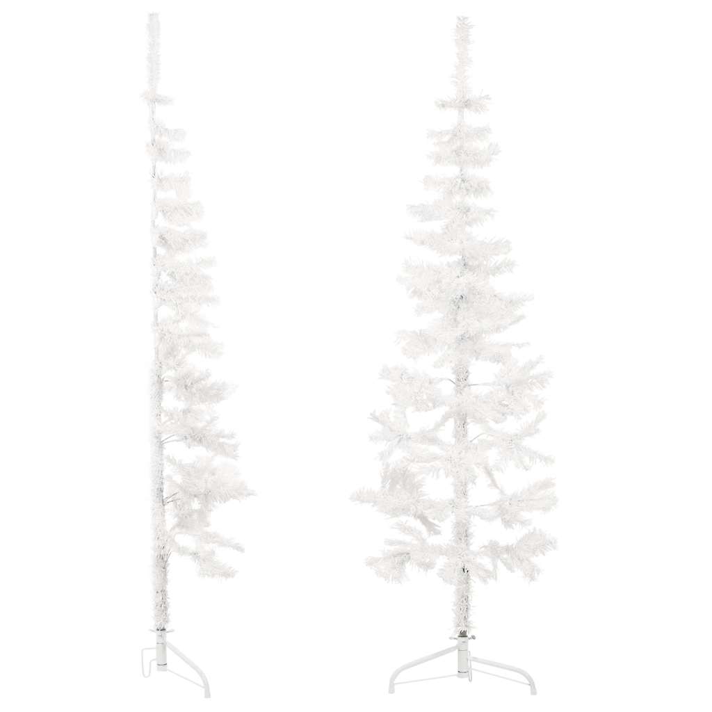 Meia árvore de Natal artificial com suporte branco 120 cm - COMFORTXL - 2