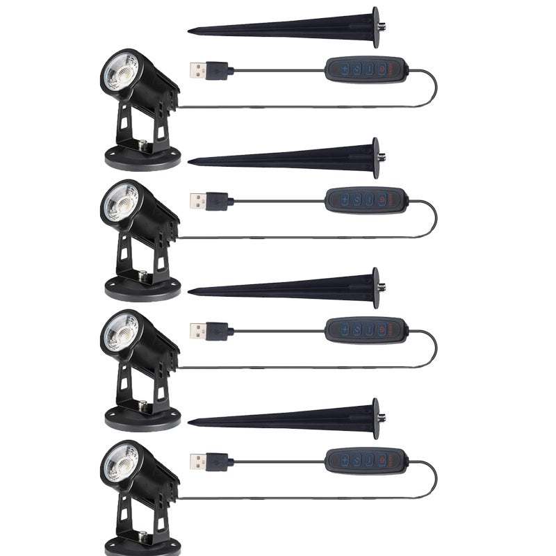 4 wewnętrzne projektory USB LED, projektory wewnętrzne, lampy projekcyjne ścienne tła, oświetlenie trójkolorowe (adapter nie jest dołączony)