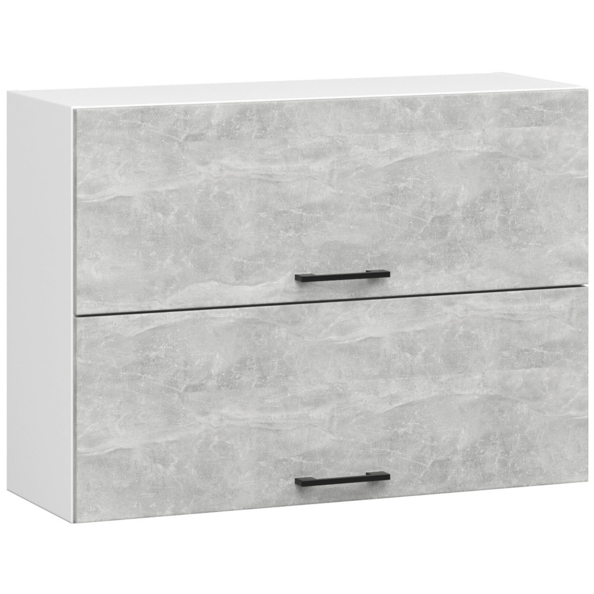 Szafka kuchenna podwójna AKORD W80 system OLIWIA Biała 80 cm drzwi uchylne 2 drzwi kolor Beton mat 2 półki 80x30x58 cm