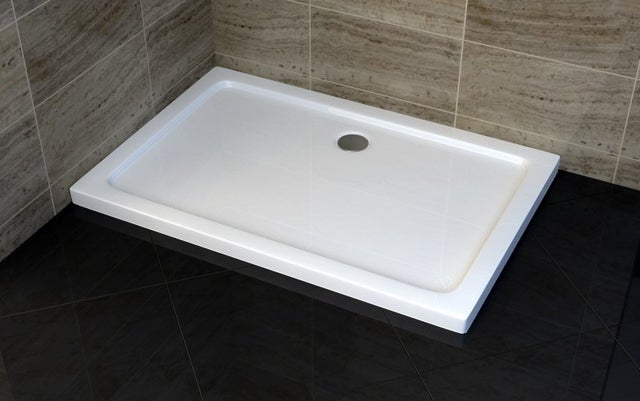 BERNSTEIN - Piatto doccia in acrilico, piatto doccia antiscivolo per il bagno - Bianco - 140x90cm