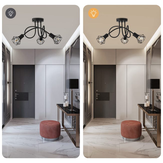 KYOTECH Lampada da Soffitto Vintage con 3 Faretti LED Soffitto Orientabili, Faretti da Soffitto per Corridoio Entrata o Scale Salotto Camera, Plafoniera Retrò in alluminio Faretto (Nero, non Inclusa KYOTECH Lampada da Soffitto Vintage con 3 Faretti LED Soffitto Orientabili, Faretti da Soffitto per Corridoio Entrata o Scale Salotto Camera, Plafoniera Retrò in alluminio Faretto (Nero, non Inclusa