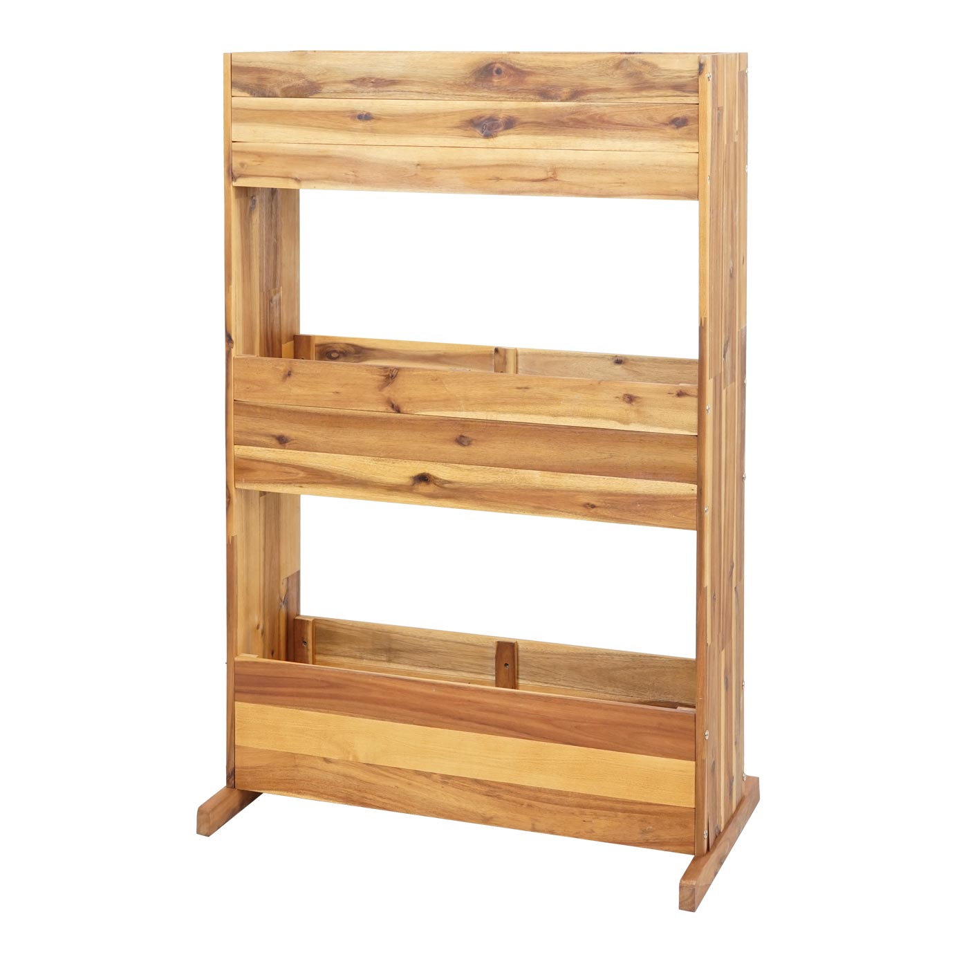 Mendler Jardinière Ronde 50x34cm En Bois D'Acacia Certifié - Avec Insert Amovible, Idéale Intérieur Et Extérieur