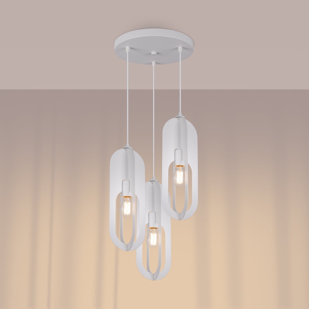 Lampa wisząca SYNEXUS 3P biała LED 3000K - 43x43x130cm Sollux
