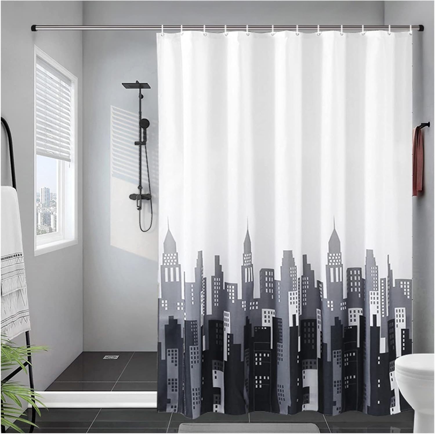 Tenda Da Doccia Impermeabile In Tessuto Marrone 280x200 Cm – Con Ganci E Anelli, Lavabile In Lavatrice