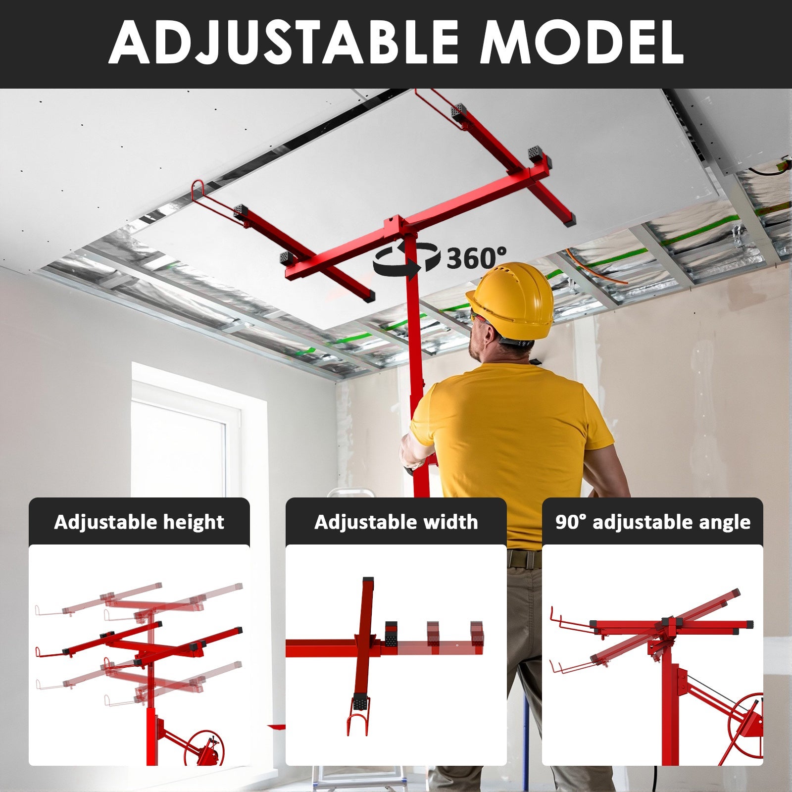DEWINNER Monte-pièces pour démonter les plaques de plâtre : capacité maximale de charge de 68 kg, hauteur de 140 à 325 cm, avec frein. - 4