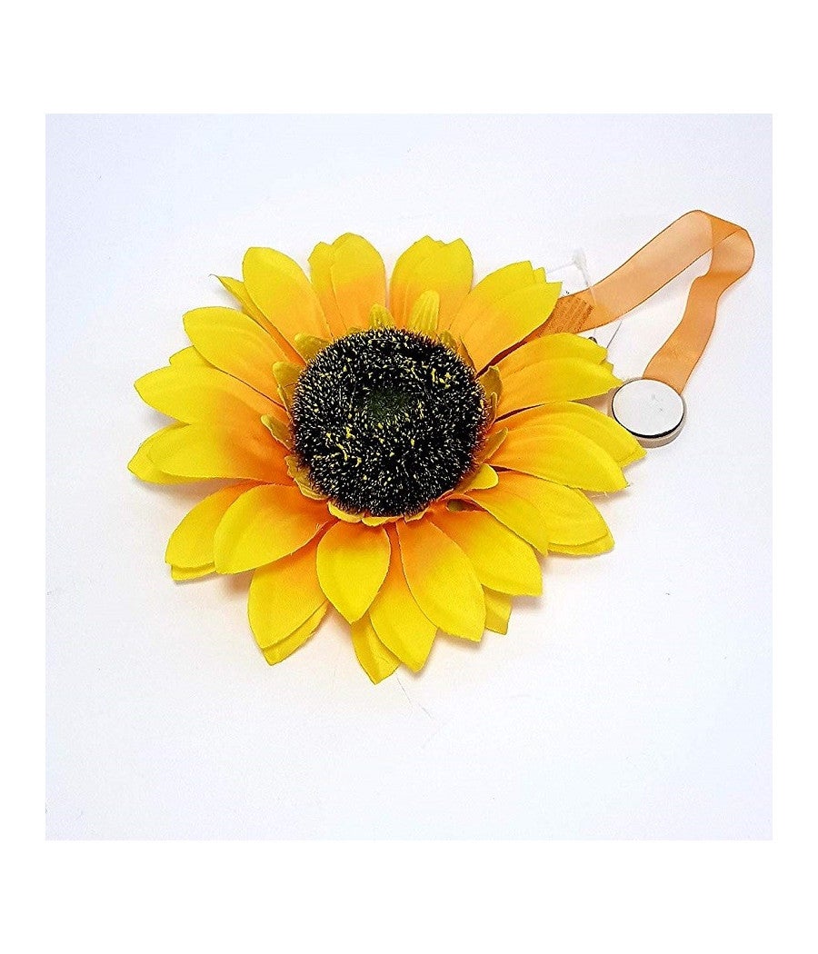 PATIKIL Fermacravatta Per Tende A Forma Di Fiore Giallo 2 Pezzi | Clip Decorative In Metallo E Poliestere | Diametro Fiore 12,5 Cm - 2