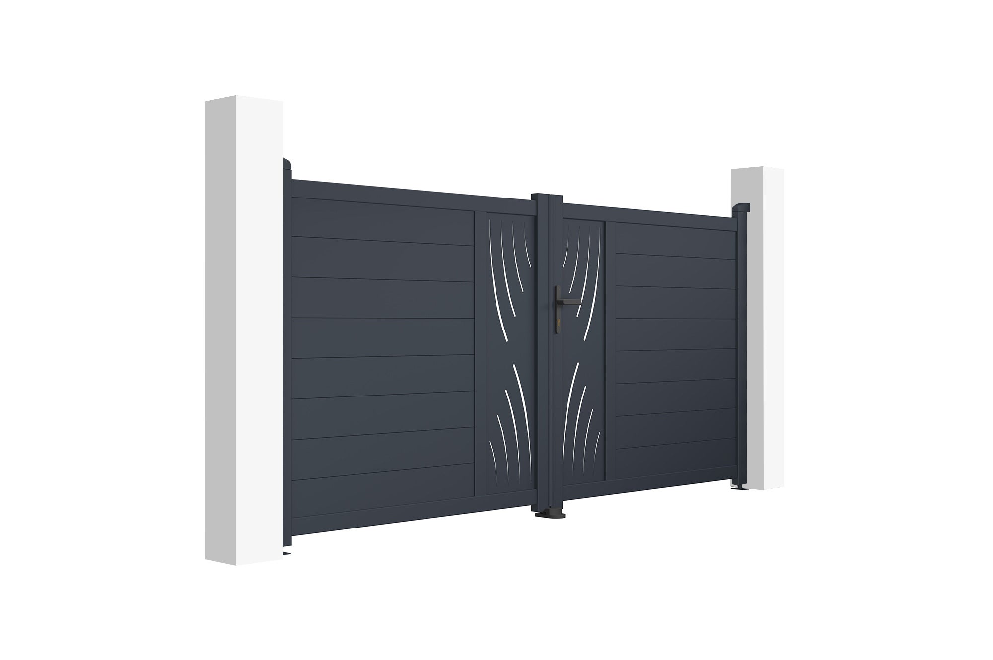 Portail battant 3m VELETA H.140cm aluminium gris - 3