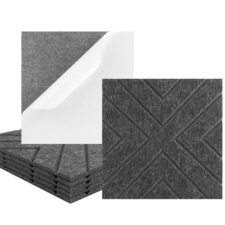 Zestaw 12 samoprzylepnych paneli akustycznych, wyściółka dźwiękochłonna z poliestru, panele ścienne o wysokiej gęstości, 30 x 30 x 1 cm, kolor szary