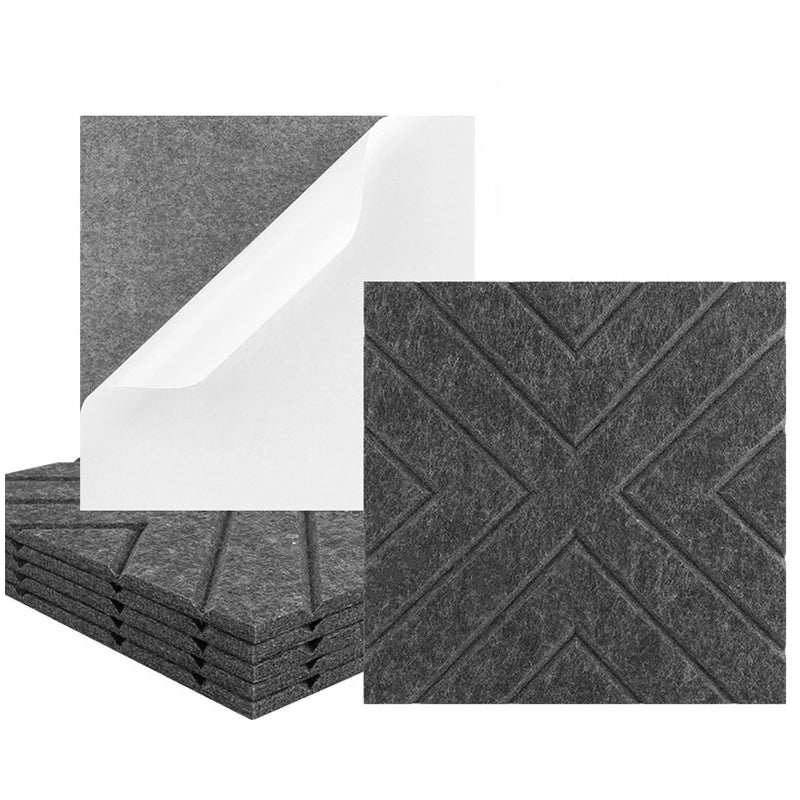 Zestaw 12 samoprzylepnych paneli akustycznych, wyściółka dźwiękochłonna z poliestru, panele ścienne o wysokiej gęstości, 30 x 30 x 1 cm, kolor szary