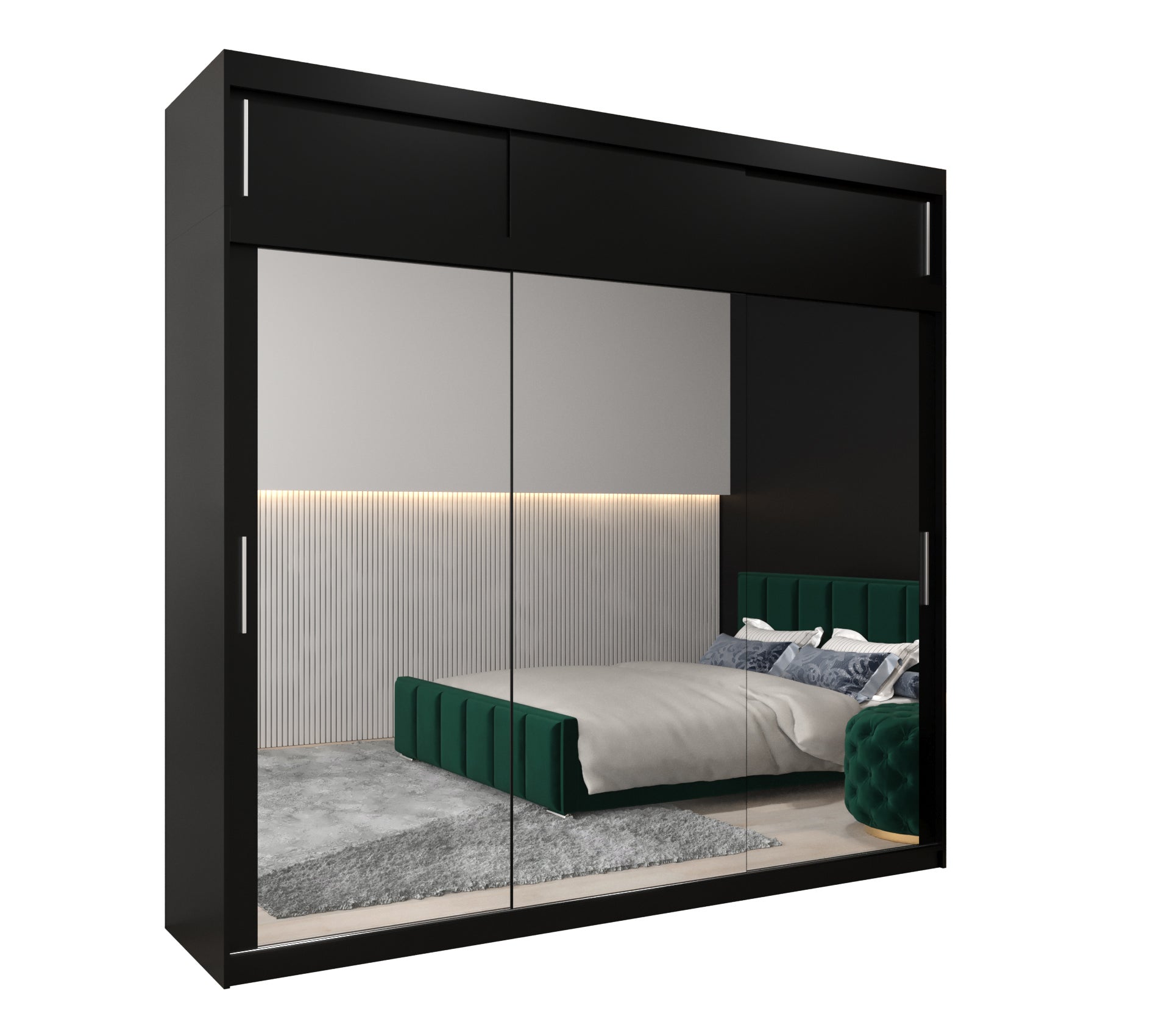 Szafa przesuwna z nadstawką garderoba TOKYO 3 250 x 62 x 240 cm Czarny + Czarny - Abiks Meble