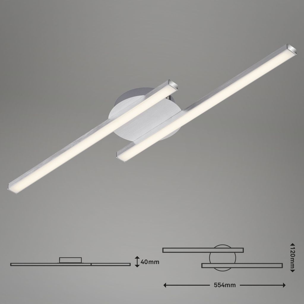 Plafonnier LED BRILONER LEUCHTEN GO, 6 W, 480 lm, IP20, couleur aluminium, métal-plastique, 55,4 x 12 x 4 cm - 4