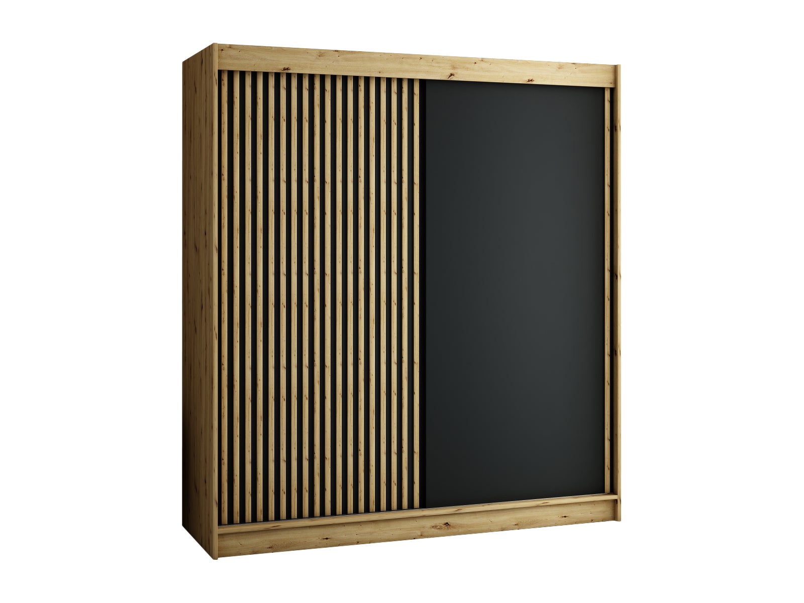 Szafa przesuwna garderoba LAMELO 200 x 62 x 200 cm Artisan + Czarny - Abiks Meble