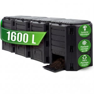Wiltec Composteur De Jardin 300 L - 61 X 61 X 82 Cm - En Plastique Robuste Bac A Compost Compostage Rapi 4251548160077
