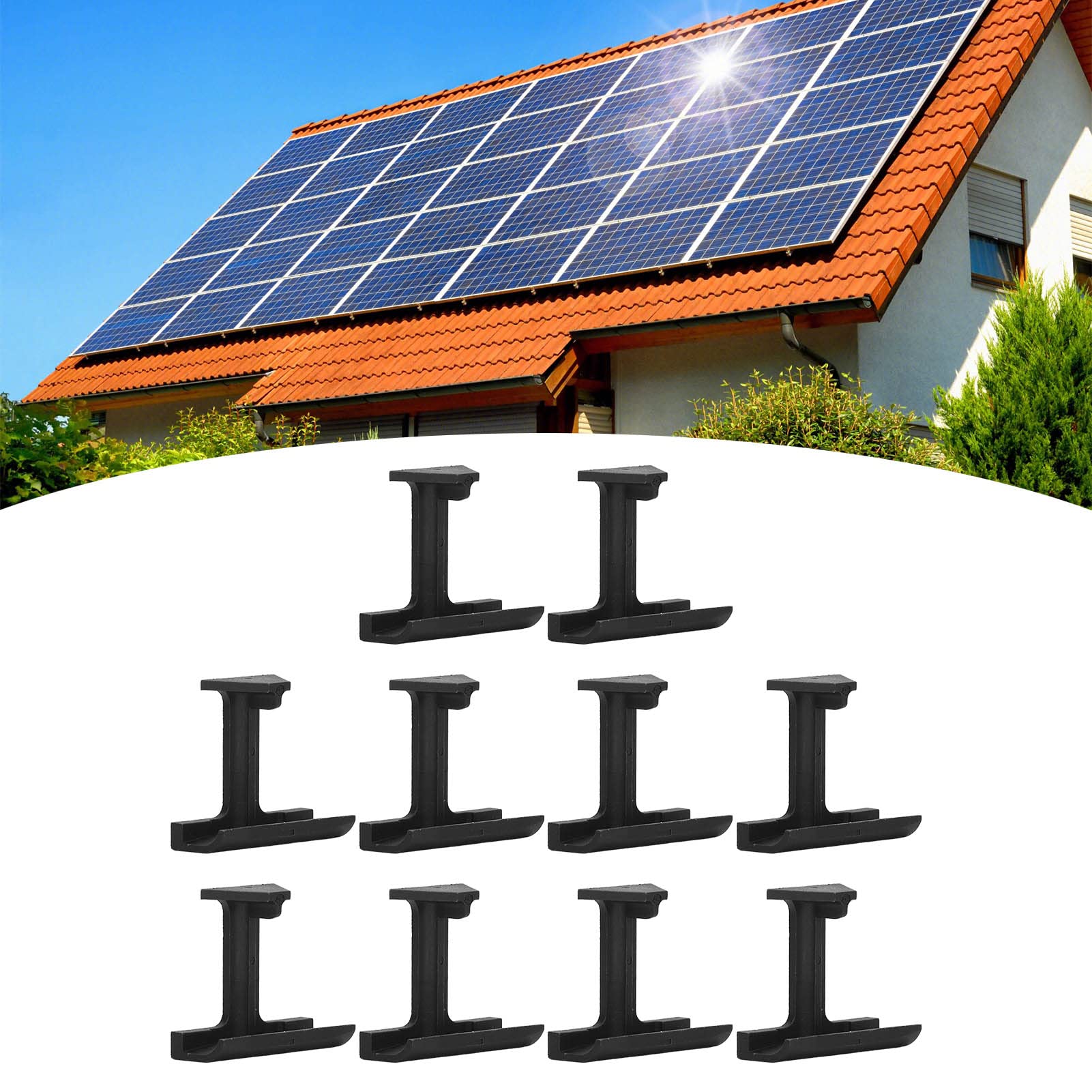 Pince de guidage d'eau pour panneau PV, résistante à la chaleur, anti-vieillissement, clip de drainage pour panneau solaire extérieur, 10 pièce - 9