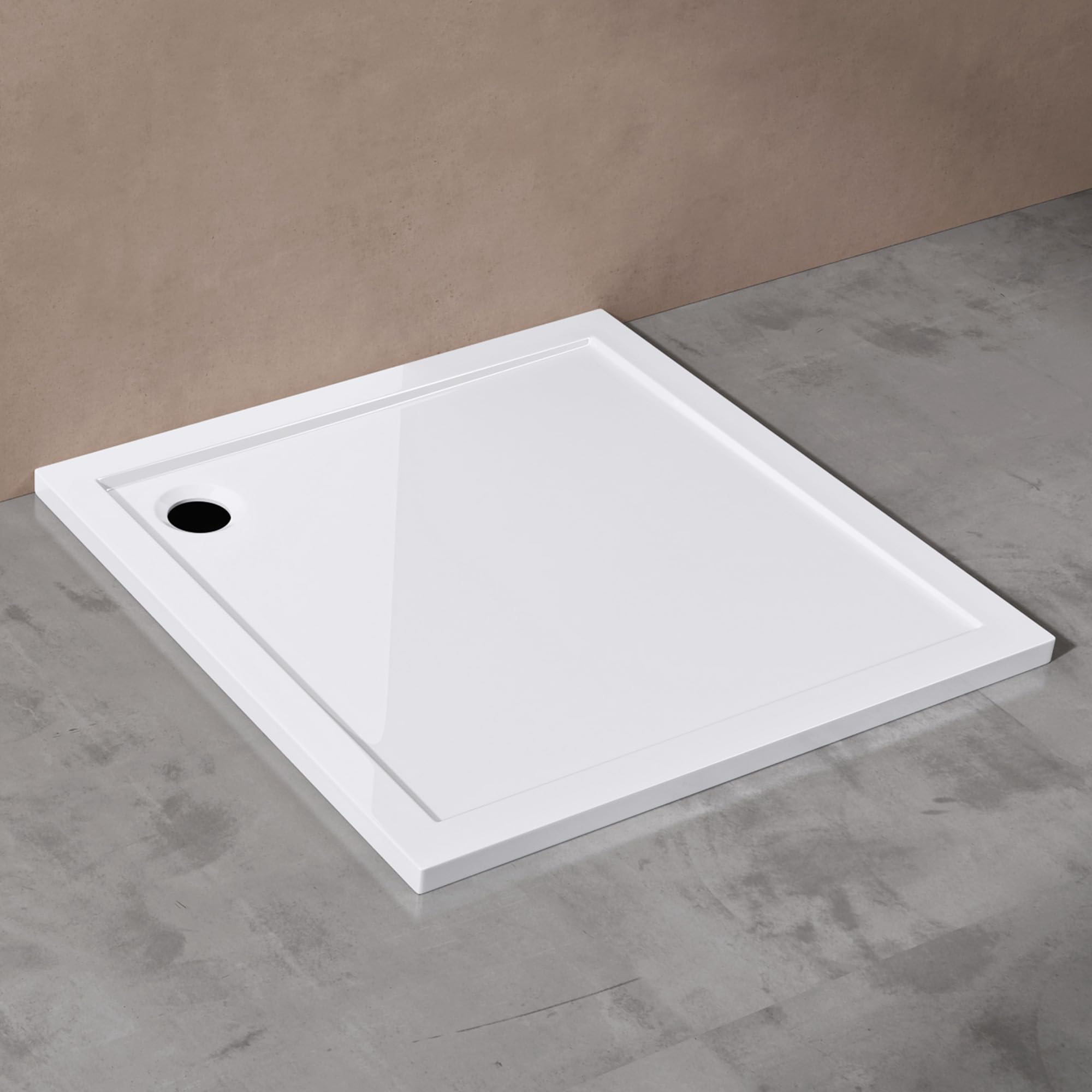 doporro Receveur de Douche Antiglisse Bac à Douche Carré Extraplat Acrylique Blanc Faro01 70x70x4cm - 3