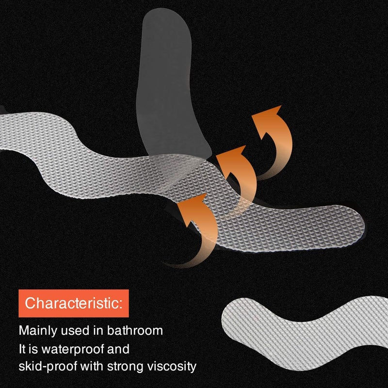 (Przezroczyste) 24-częściowy zestaw antypoślizgowych naklejek prysznicowych, paski zabezpieczające do wanny, wysokiej jakości naklejki samoprzylepne z