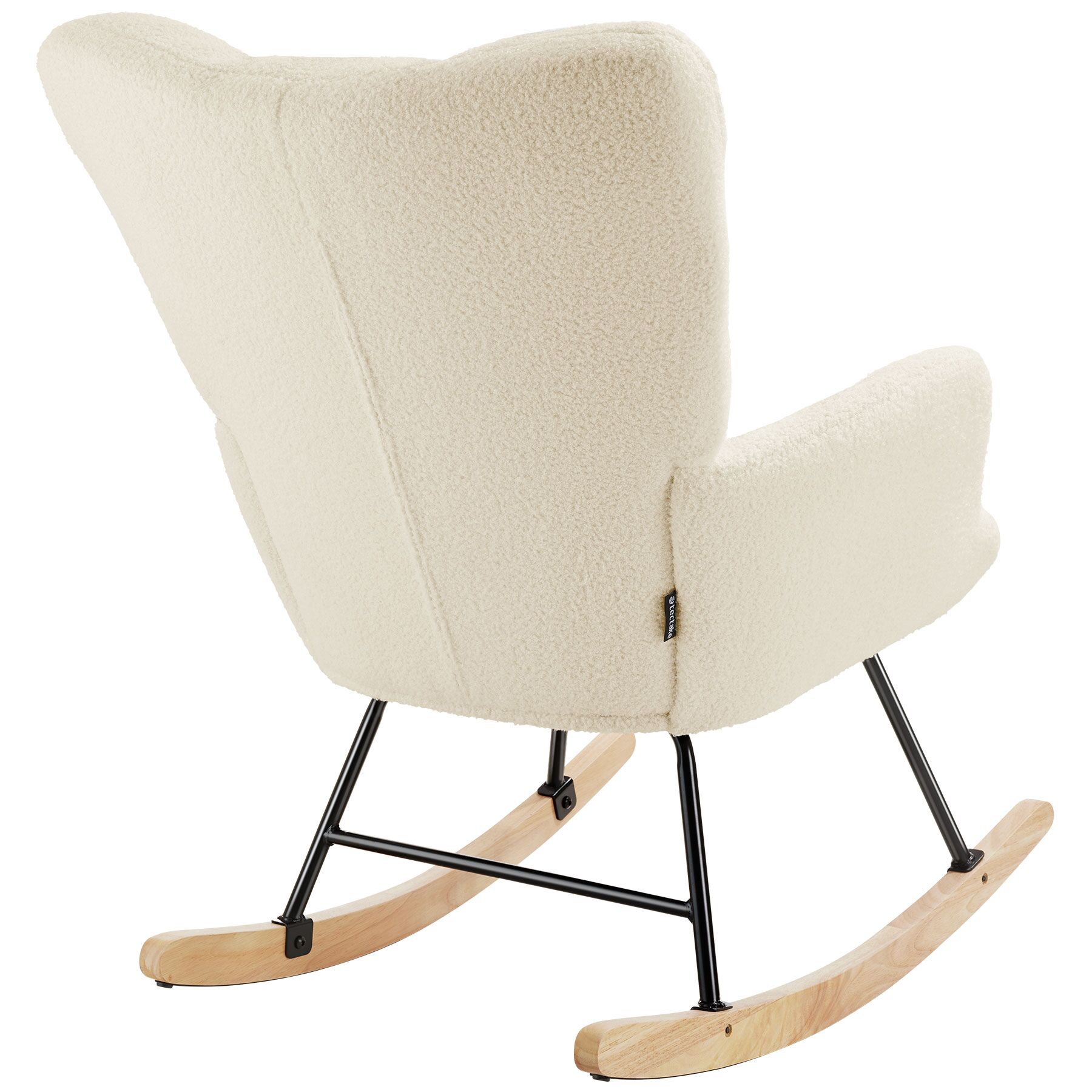 Fauteuil à bascule rembourré avec revêtement en tissu bouclé doux et grand dossier 120kg maximum TECTAKE - 4
