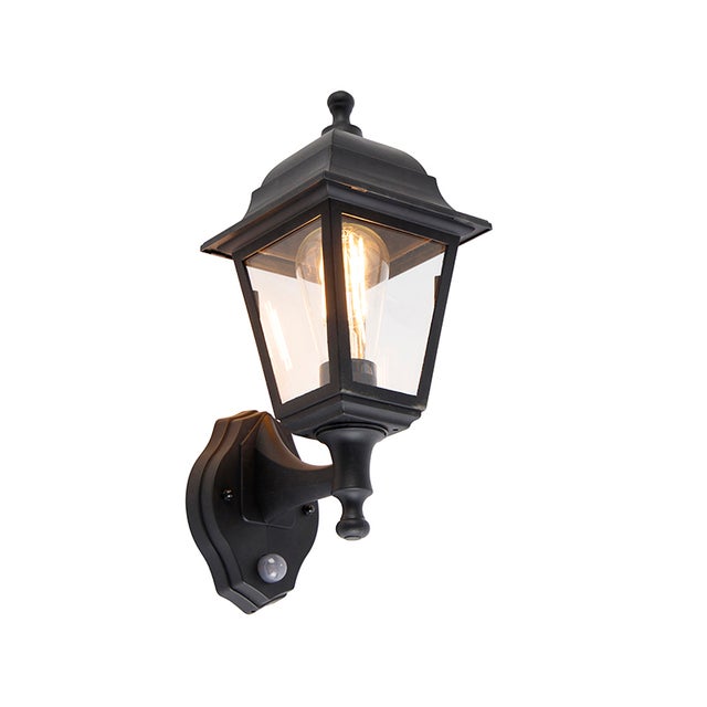 Lampada da parete per esterni classica nera con sensore di movimento - Capital