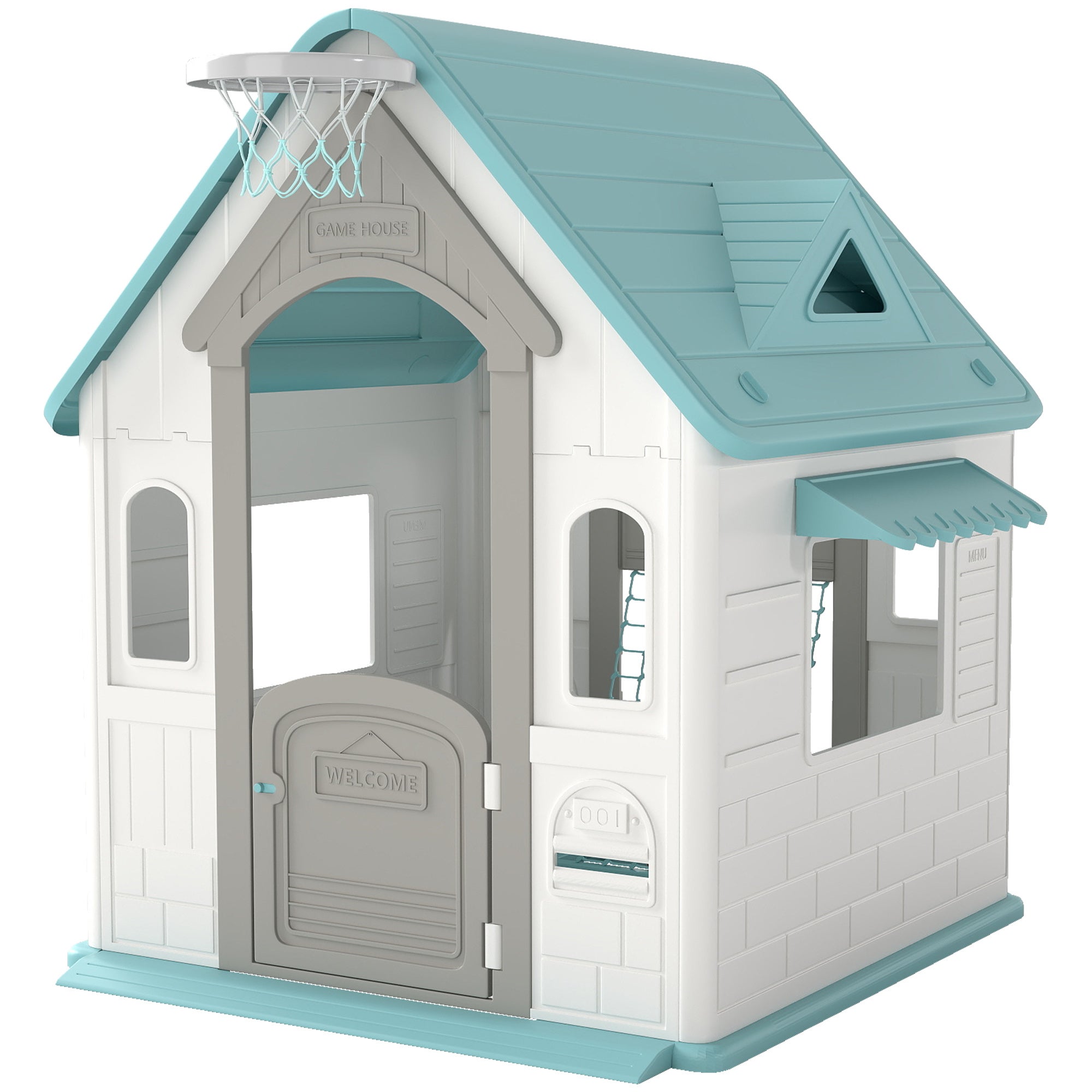 AIYAPLAY Casetta Per Bambini 5 In 1 In PP Multicolore Con Palla Da Basket, Anelli E Freccette, 132x118x124 Cm | Leroy Merlin