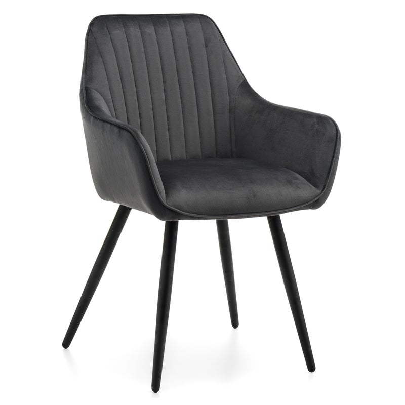 Krzesło tapicerowane pikowane welurowe PASSO szare