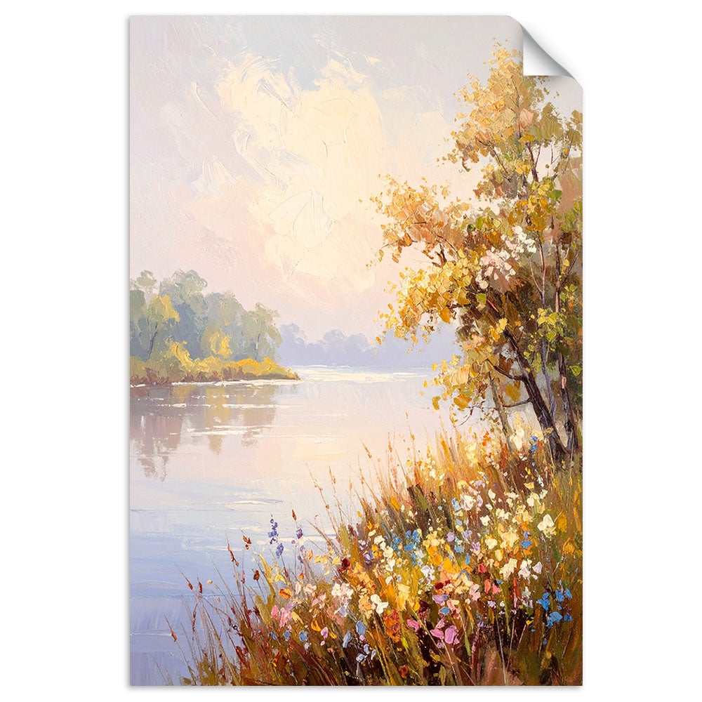 Naklejka na ścianę do salonu sypialni, Krajobraz Rzeka Drzewa Natura 70x100