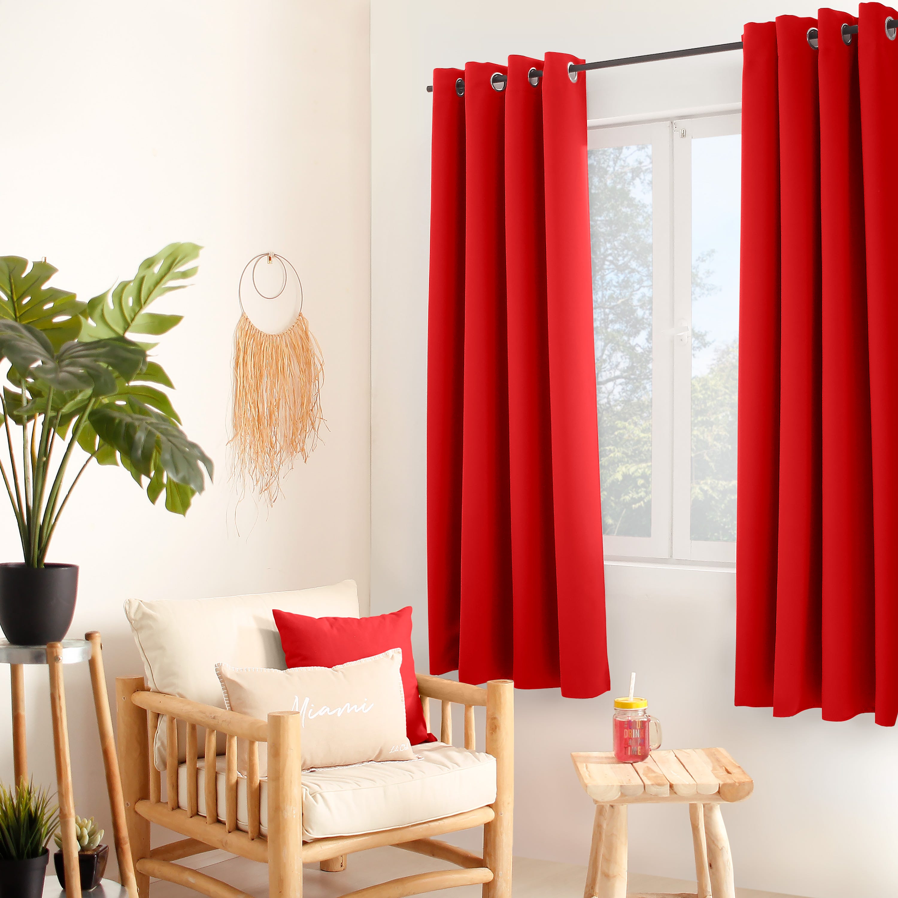 LOT de 2 Rideaux Thermique avec Œillets, Rouge, 135x180cm, 100% ...