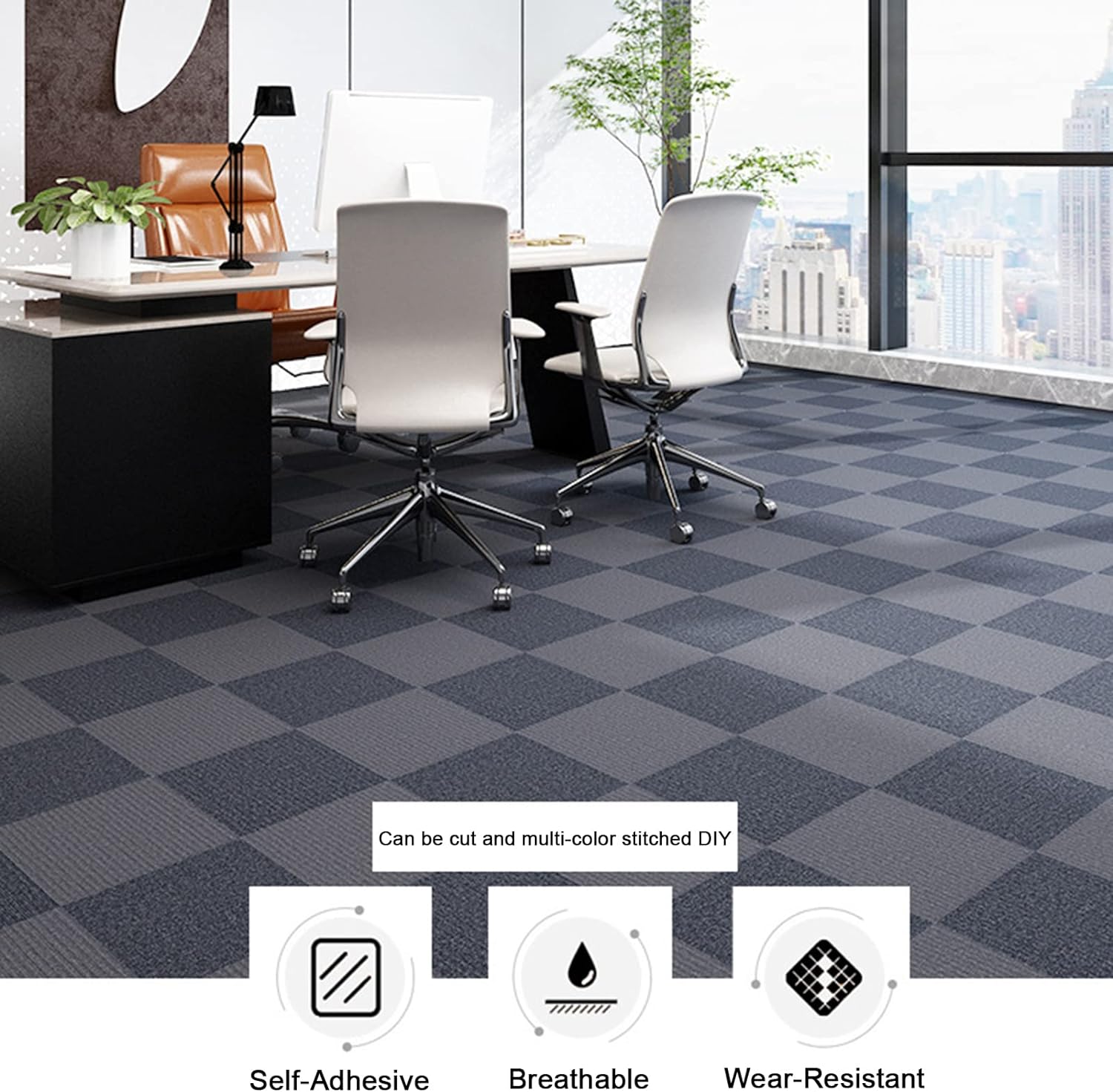 10 piezas, losetas de alfombra autoadhesivas, pisos DlY antideslizantes y fáciles de instalar para uso doméstico y comercial - 4