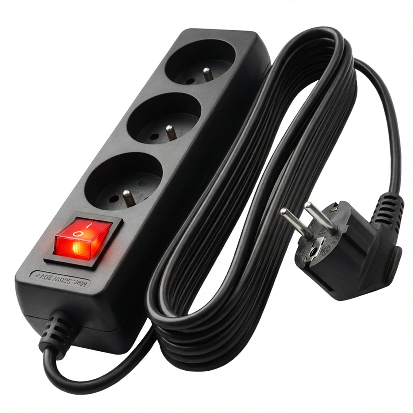 Przedłużacz 3M 3 gniazda 10A IP20 VA0305B-3 Czarny Vayox