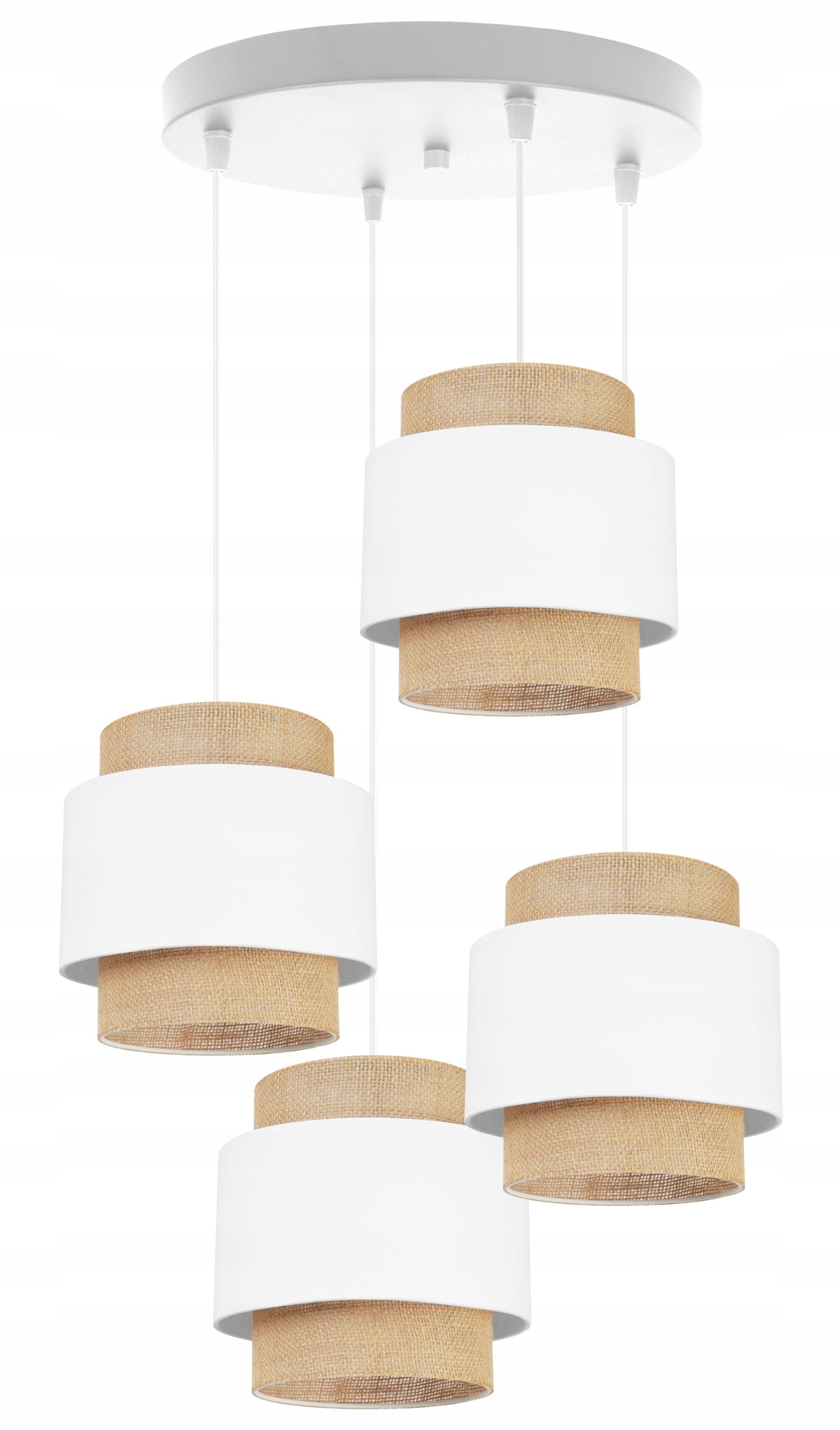 Lampa sufitowa wisząca Boho okrągła loft 4xE27 abażur juta biały Light Home LH