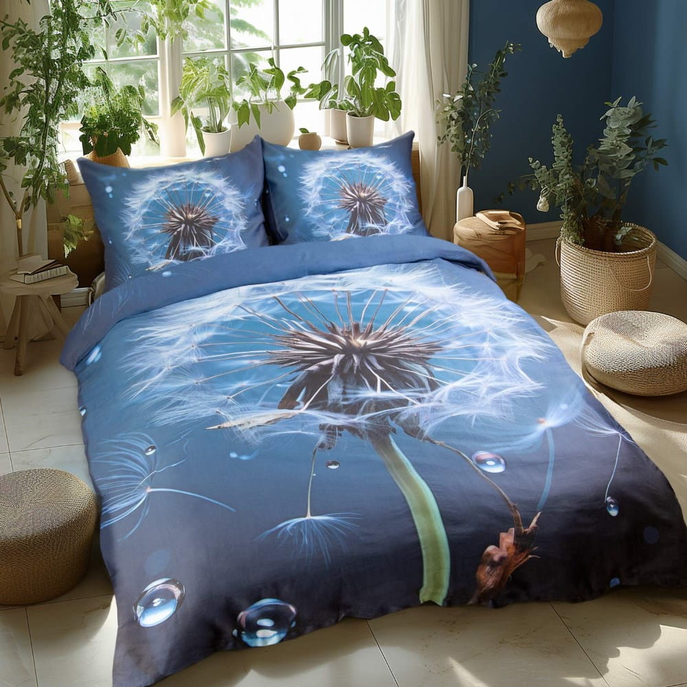 Pościel satyna bawełniana 160x200 Satynlove Premium granatowa z dmuchawcem - Darymex