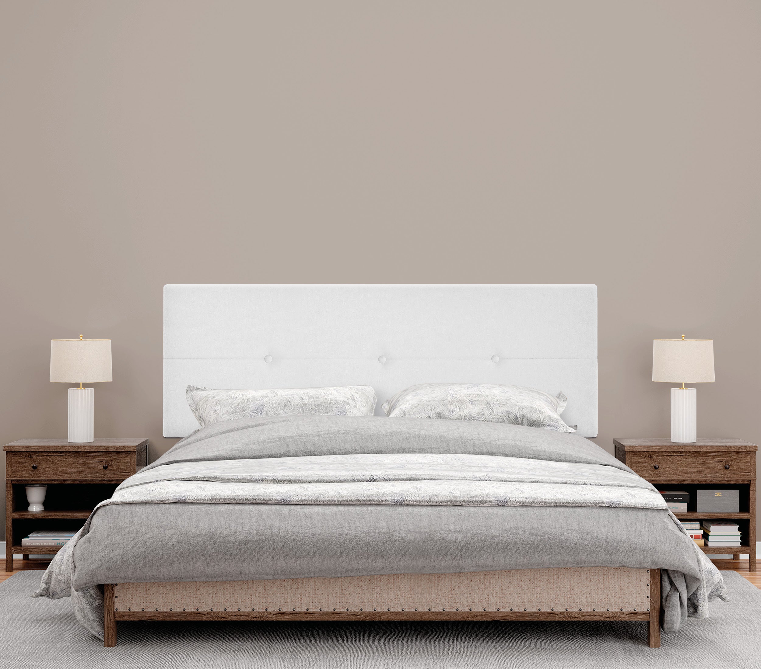 DHOME Cabecero de Tela Aqualine con Botones 150x50cm Camas 150 - Blanco - 2