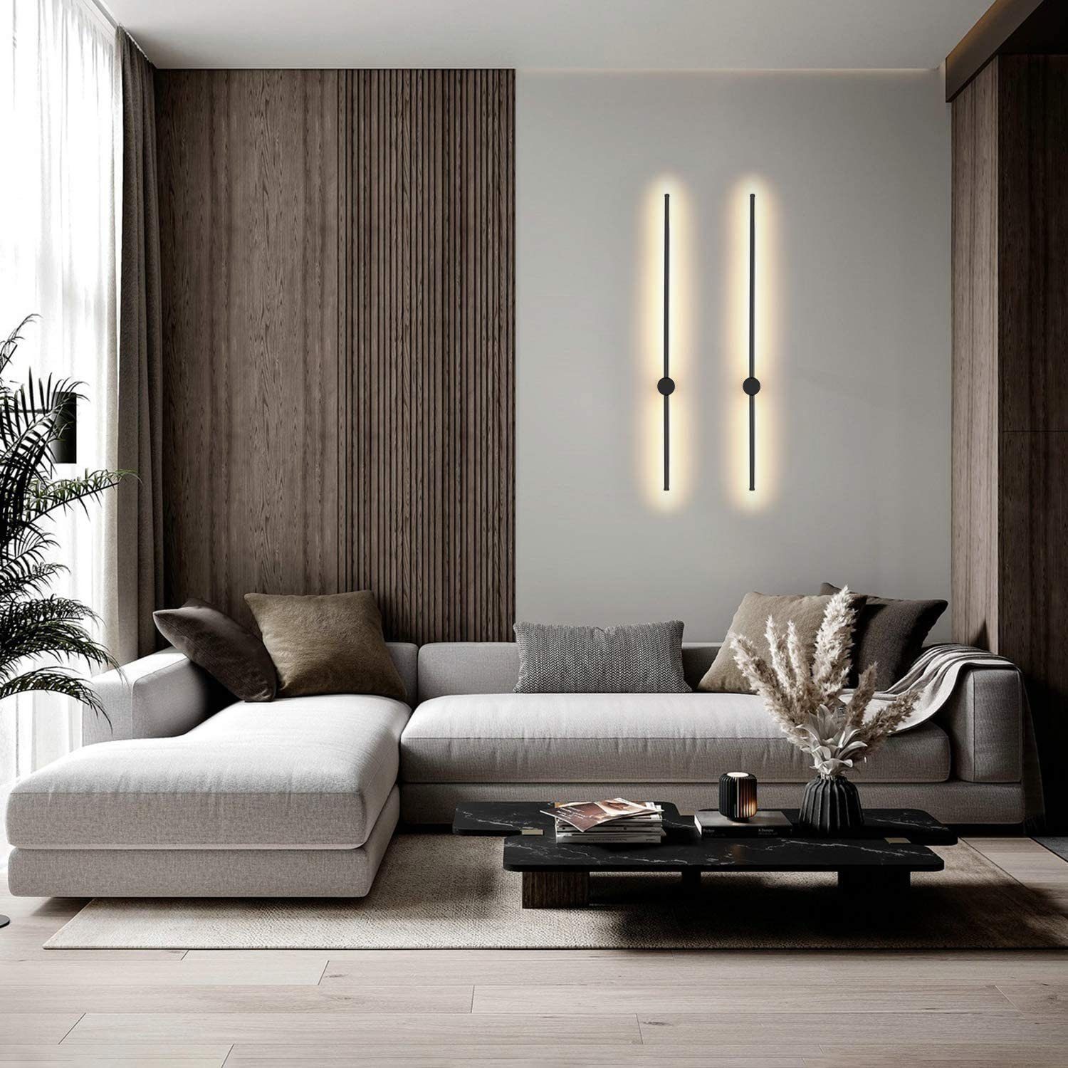 ZMH Nowoczesna czarna lampa ścienna LED do wnętrz, obrotowa, 100 cm, do klatki schodowej - 7