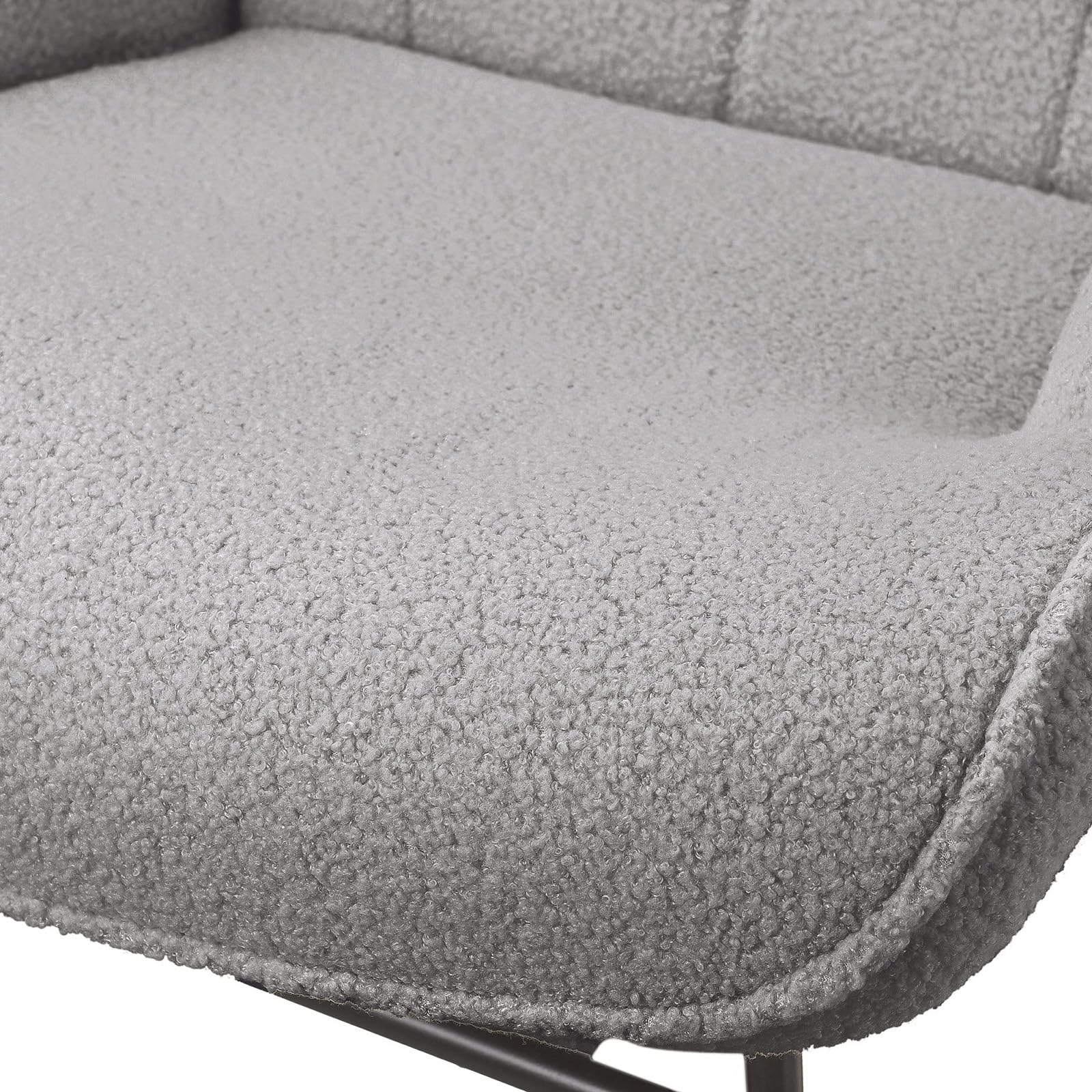 Fauteuil à bascule, d'allaitement, de salon, à bascule, avec structure en métal et base en bois, charge maximale:150 kg, tissu en peluche, Gris clair - 9