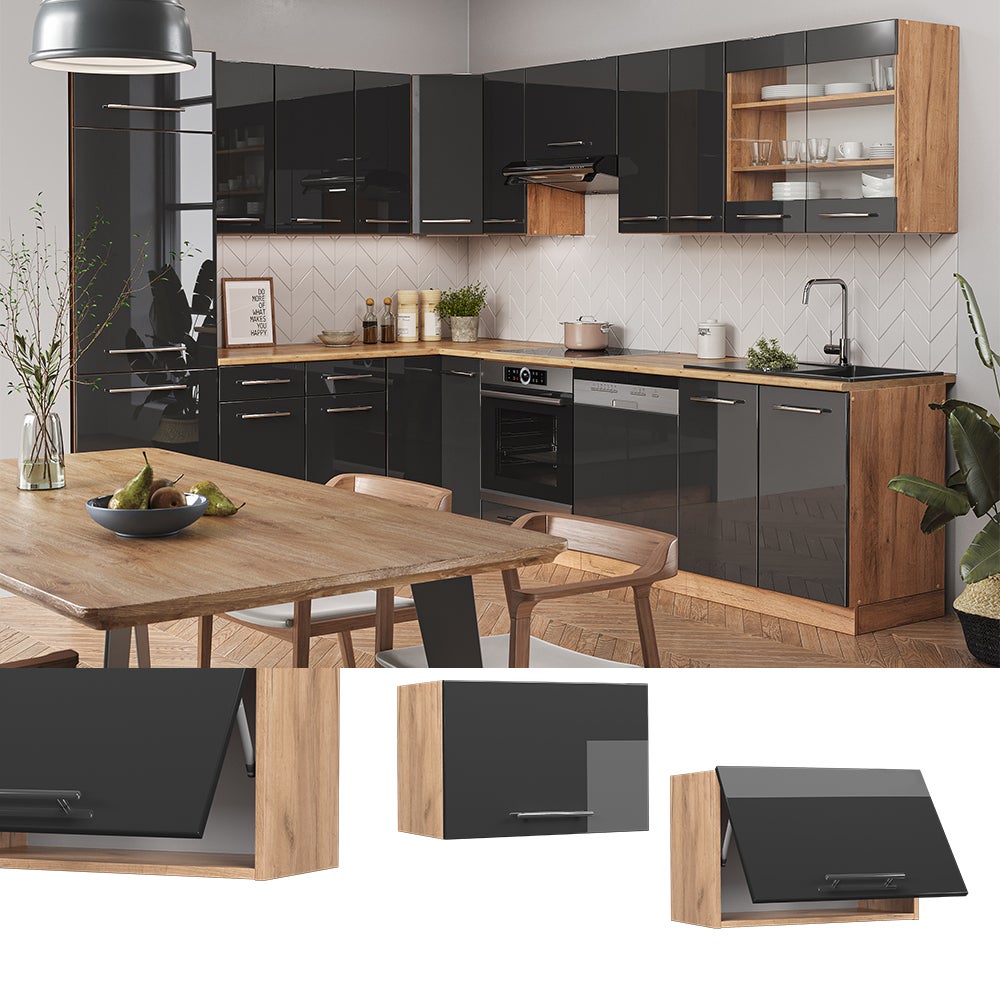 Vicco Meuble bas de cuisine Fame-Line, Bleu foncé brillant, 60cm , PT Anthracite | Leroy Merlin