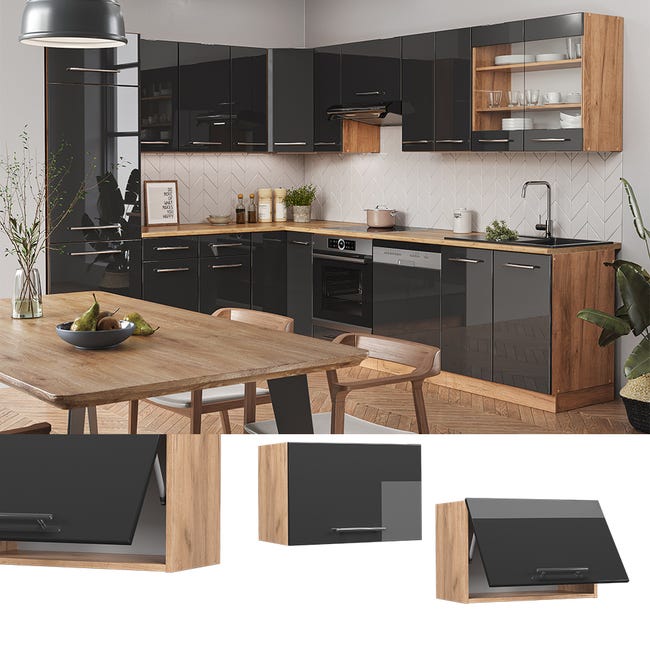 Vicco Meuble bas de cuisine Fame-Line, Bleu foncé brillant, 60cm , PT Anthracite | Leroy Merlin Vicco Meuble bas de cuisine Fame-Line, Bleu foncé brillant, 60cm , PT Anthracite | Leroy Merlin
