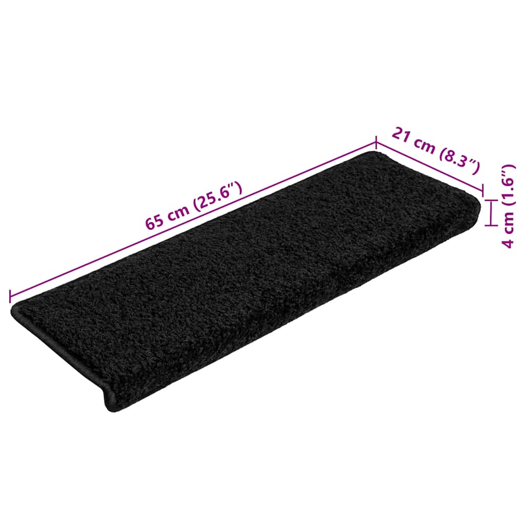 vidaXL Tapis d'escalier 20 pièces 65 x 21 x 4 cm Noir Bord rectangulaire - 7