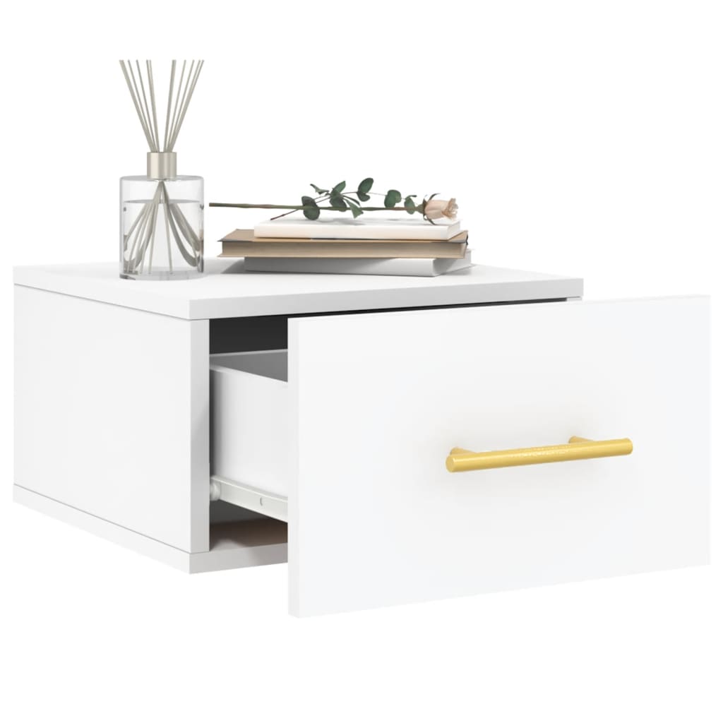 Mesita de noche de pared，Mesilla de noche flotante blanco 35x35x20 cm CFW86689 - 4