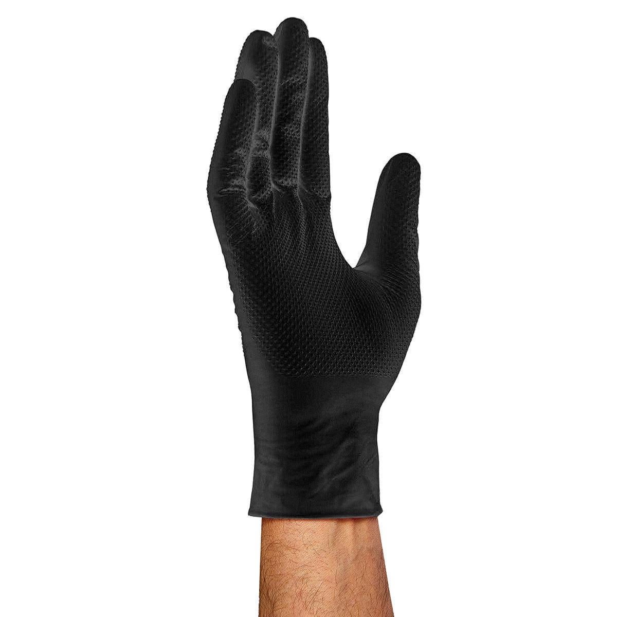 GANTS NITRILE JETABLES NOIR TEXTURE DIAMANTÉE 8g U-POWER - 50 PIECES - 7 - 4
