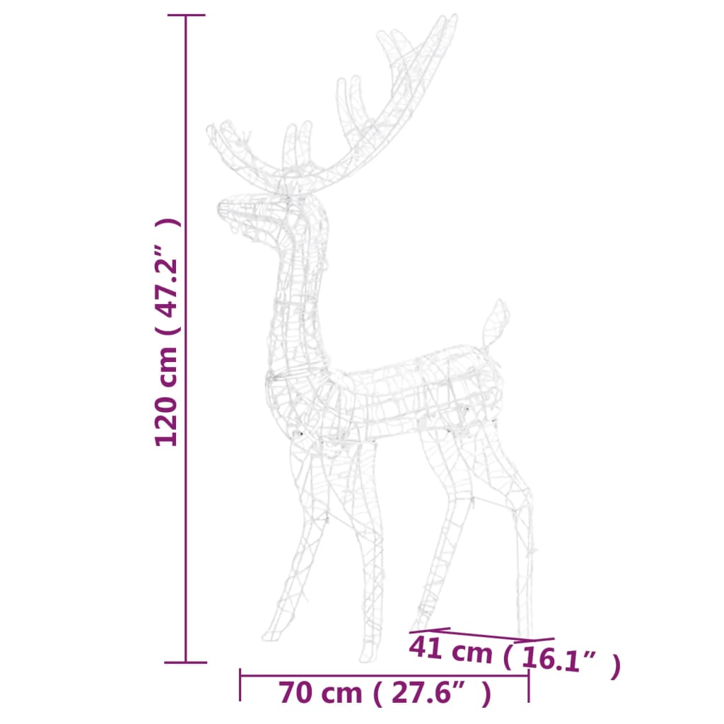 Decoração de rena de Natal em acrílico 3 peças branco frio 120 cm - COMFORTXL - 8