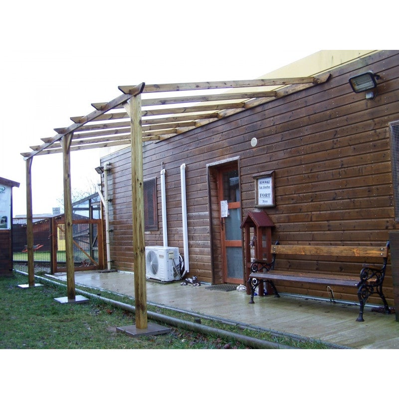 Habrita - Carport mural pergola adossable autoclavé sans couverture surface 15 m2 - CAR3050AM Habrita Foresta - 5