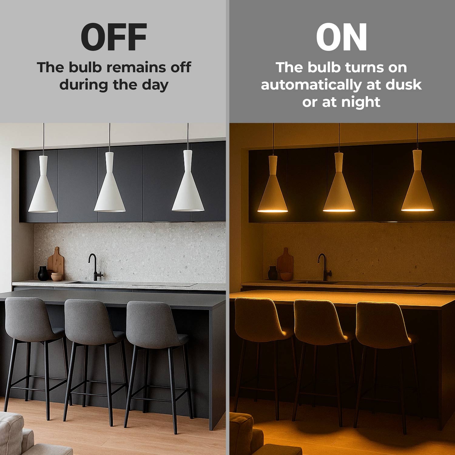 Lampadina LED con sensore crepuscolare - E27 A60 - 9W - 4