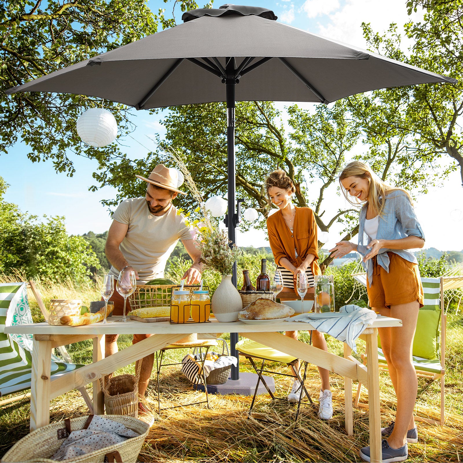 KINGSLEEVE Parasol inclinable Ø200cm Anthracite - 6