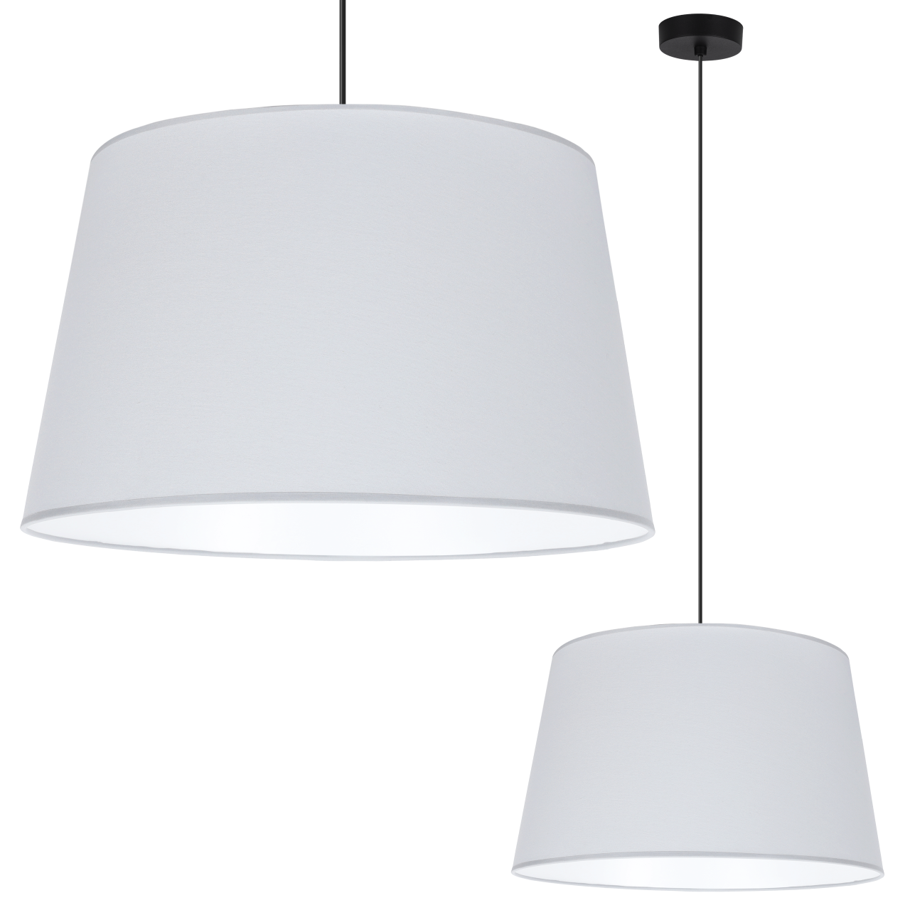 Lampa sufitowa wisząca Juta czarna boho 1xE27 abażur okrągły stożek 44cm jasny szary Light Home LH