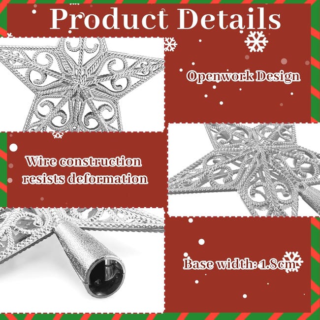 ABOOFAN 1pezzi Topper per Albero di Natale Ornamento ABOOFAN 1pezzi Topper per Albero di Natale Ornamento