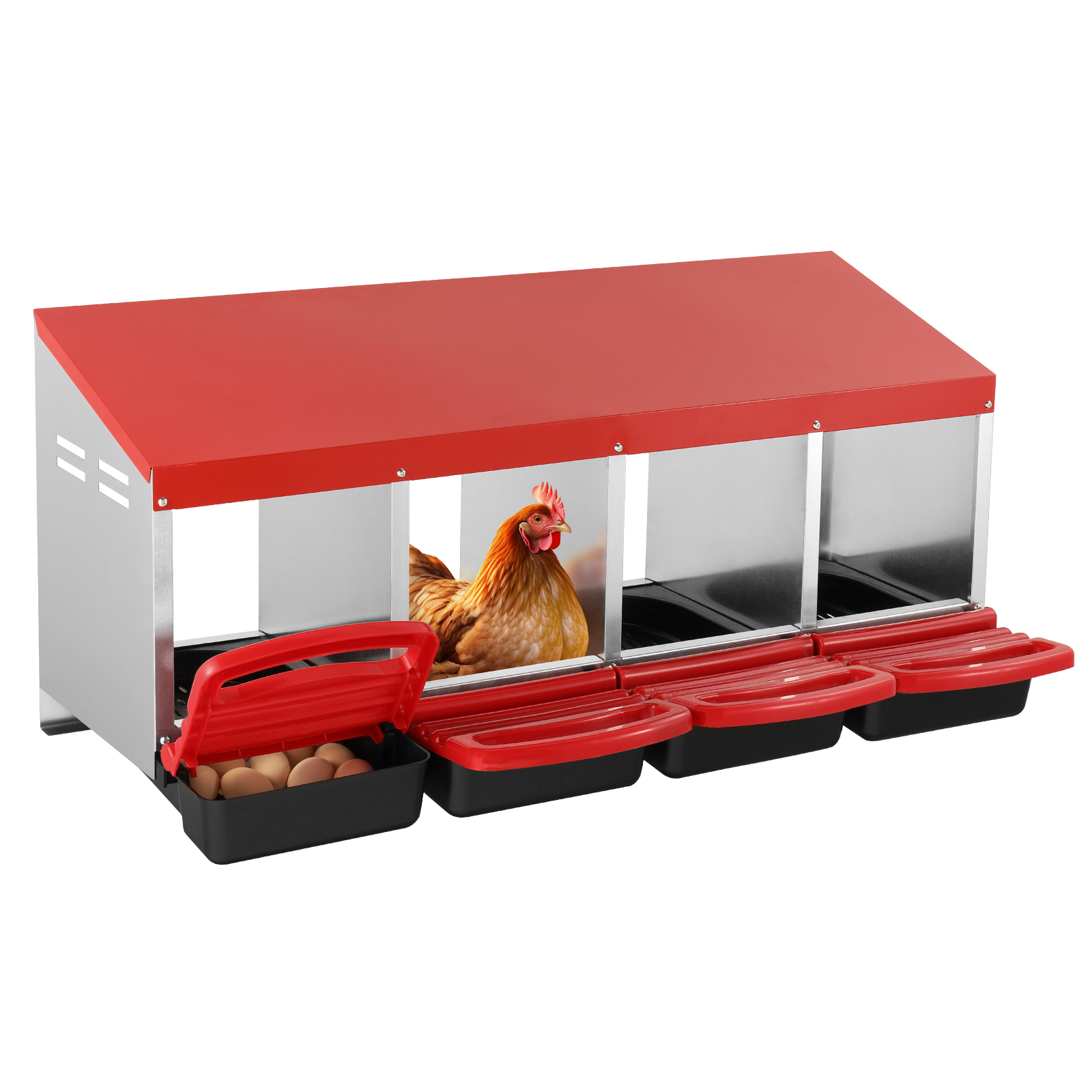 Caja Poner Huevos Gallinas Acero Galvanizado Caja Nido Para Gallinas 6  Compartimentos - Acero Galvanizado Con Recolector De Huevos Gallinero  Práctico Montaje Fácil, image size:1600x1600