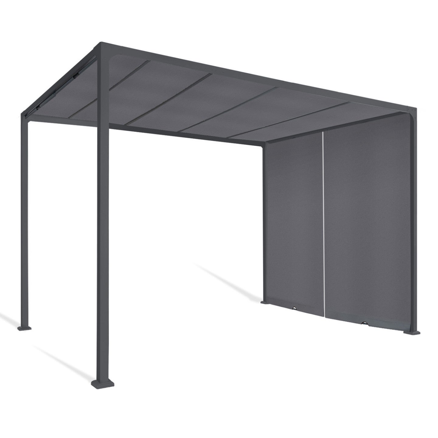 Pergola coulissante 2 pans 3x3 M belvédère de jardin toile gris anthracite - 4