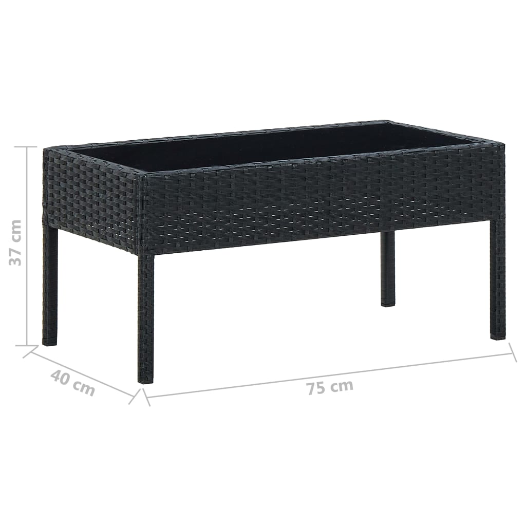 Maison Exclusive - Tavolo da Giardino Nero 75x40x37 cm in Polyrattan - 5